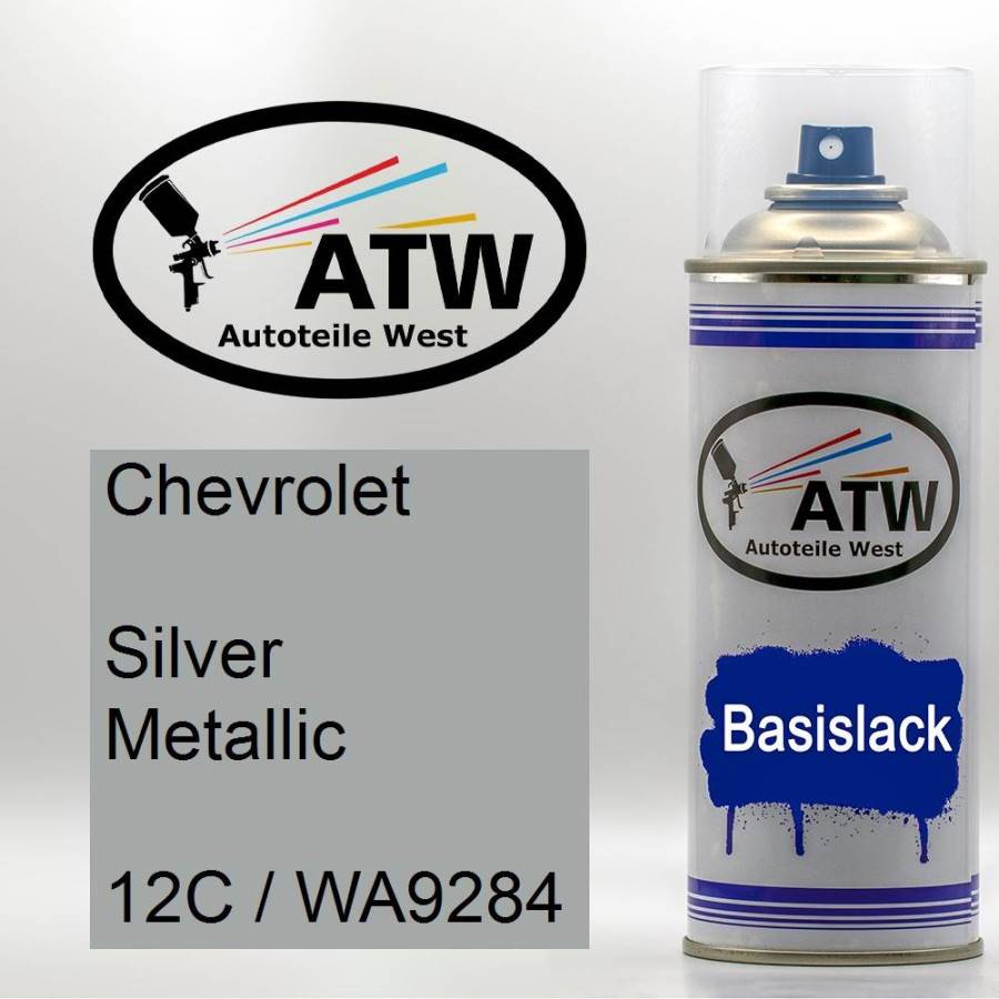 Chevrolet, Silver Metallic, 12C / WA9284: 400ml Sprühdose, von ATW Autoteile West.